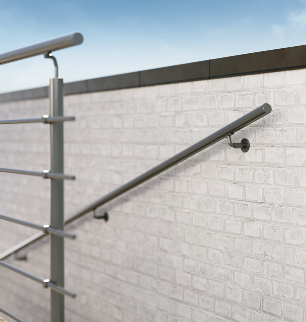 Wall handrail kit NEW RONDO RAL ALU 7016 - MAT TEXTURED Anthracite, RAL 7016