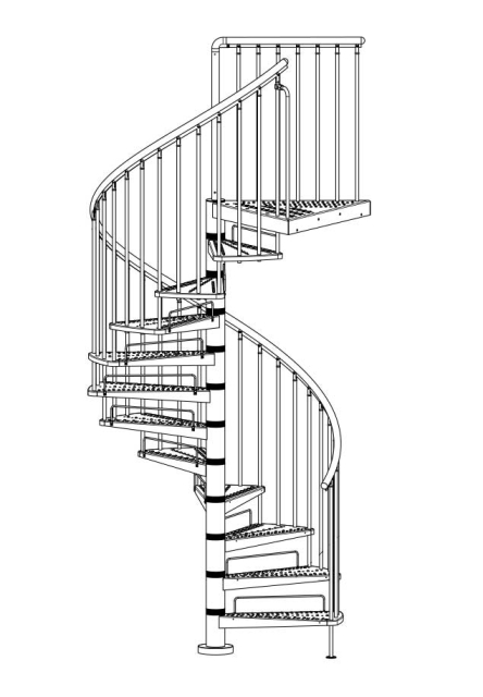 Riser bars for outdoor spiral staircases Grey metallic