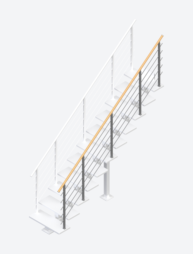 Stair banister DUBAI Design straight flight Black, RAL 9005
