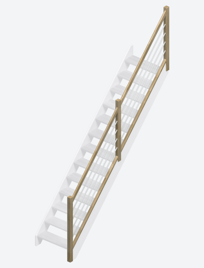 Extra handrail banister HELSINKI WHITE alu/oak