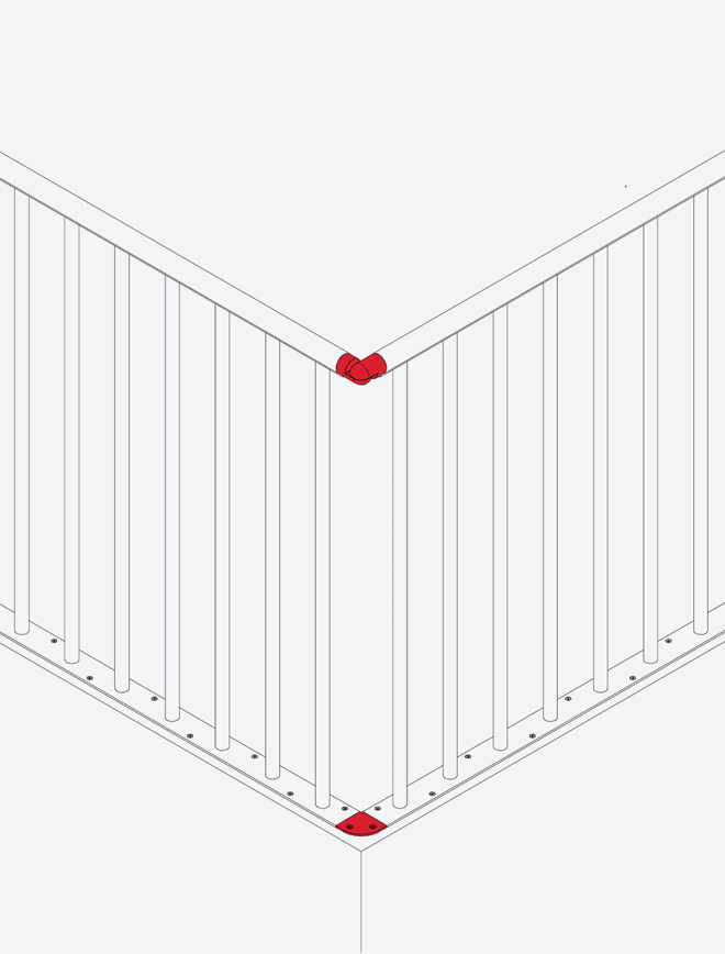 Corner kit for landing banister  CLASSIC