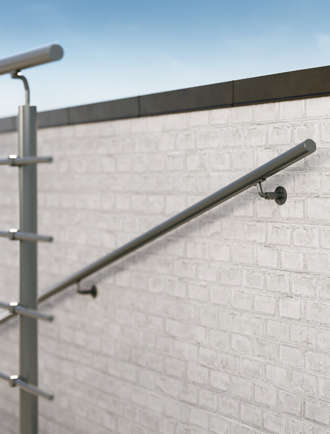 Wall handrail kit NEW RONDO RAL ALU 7016 - MAT TEXTURED Anthracite, RAL 7016