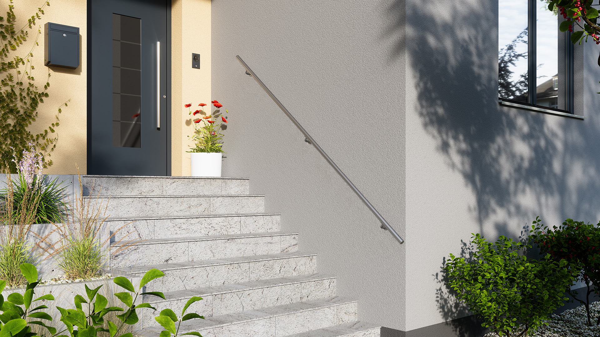 Wall handrail kit NEW RONDO – silver anodized alu Silver