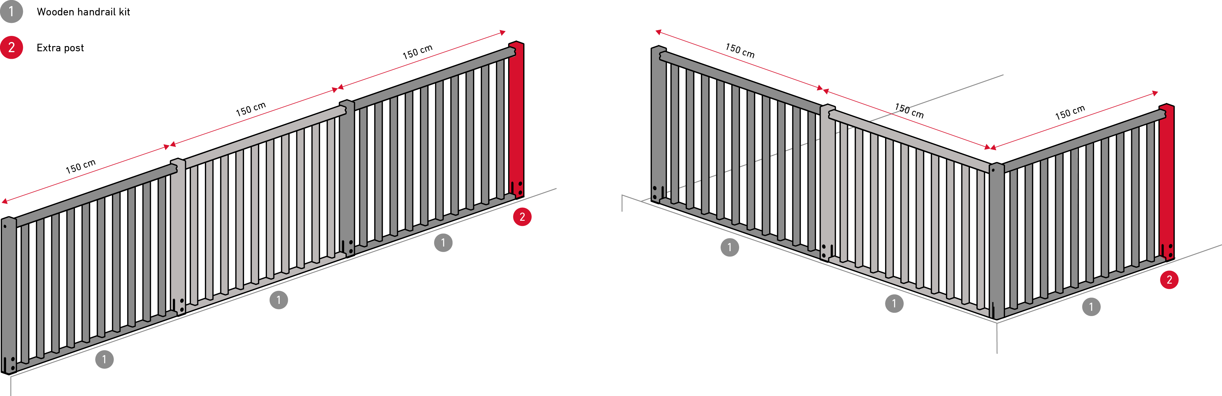 Madeira Wooden Handrail Kit Illustration